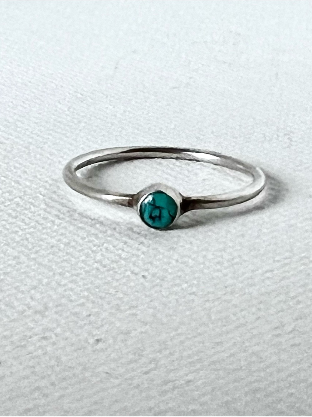 Sterling Silver Turquoise Accent Minimalist Ring - Approximately Finger Size 5 - Picture 2 of 7